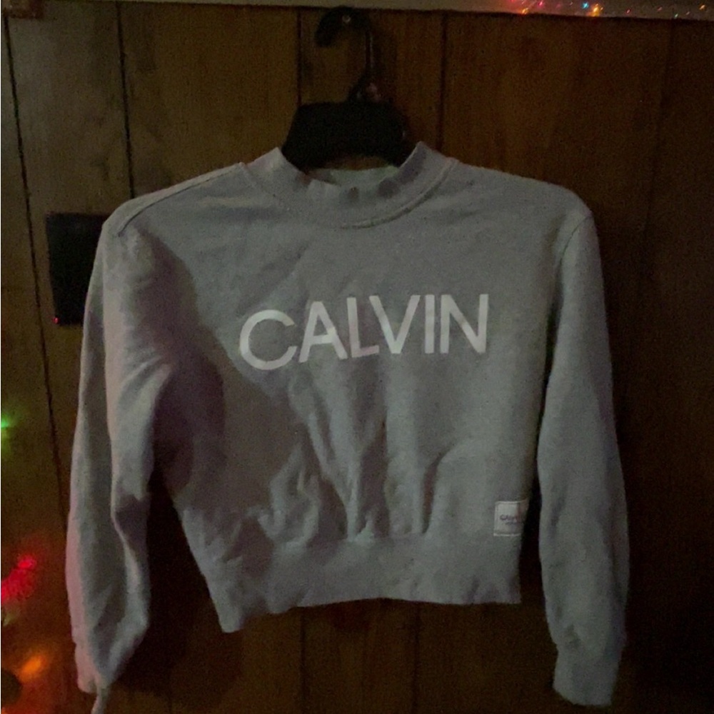 Calvin Klein Performance Gray Cropped Sweatshirt Logo Pullover